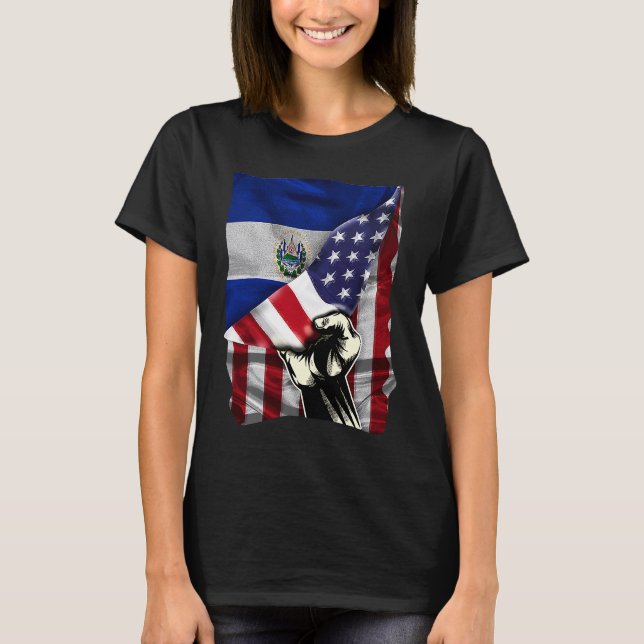 T-shirt Half American Half Salvadoran ROOTS USA Flag El Sa (Devant)