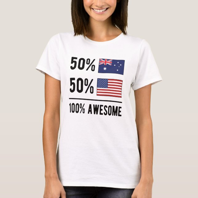 T-shirt Half Australian Half American Flag Australia USA (Devant)