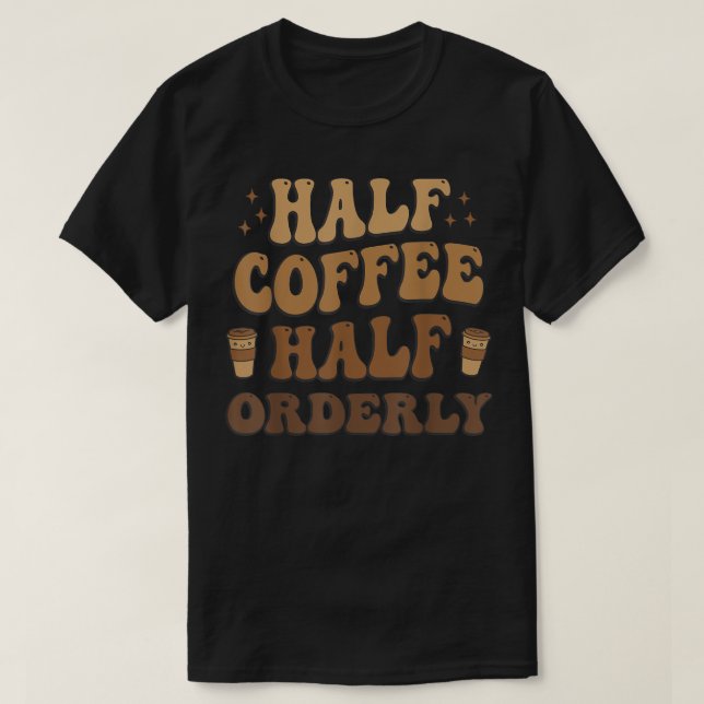 T-shirt Half café moitié ordonné drôle (Design devant)