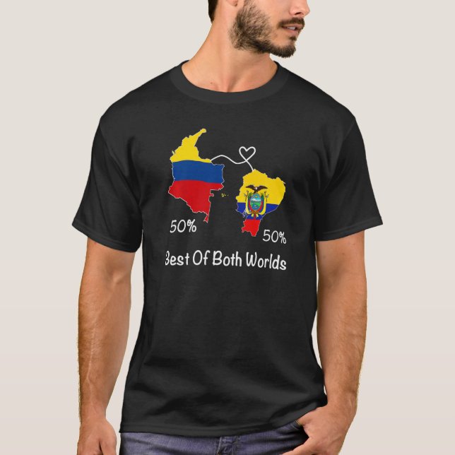 T-shirt Half Colombian Half ecuadorian Flag Map Ecuador Co (Devant)