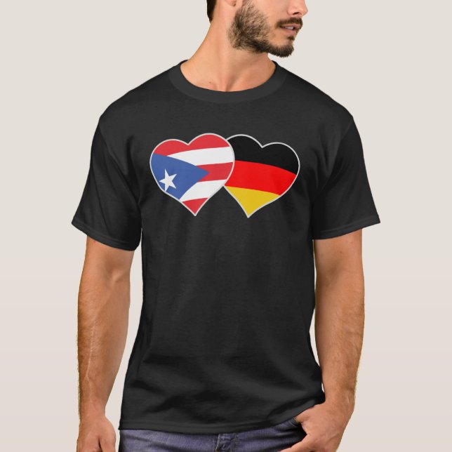 T-shirt Half German Half Puerto Rican Flag Heart Puerto Ri (Devant)