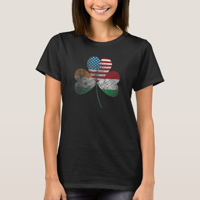 T-shirt Half Irish half Italian American flag shamrock Her (Devant)