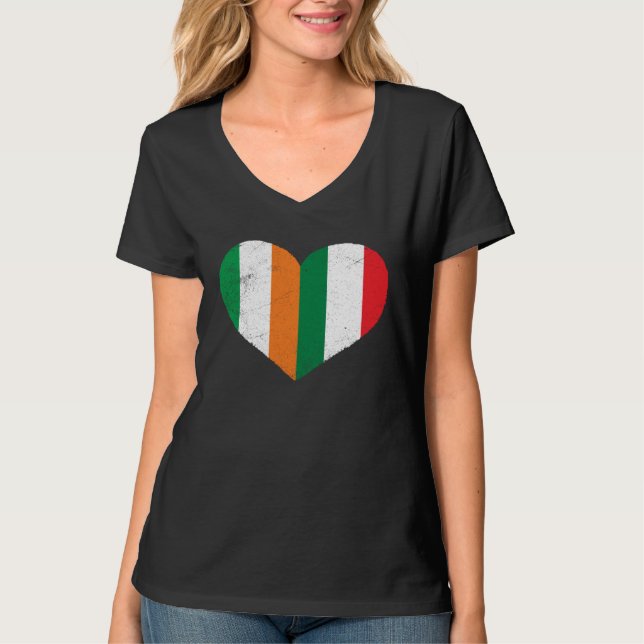 T-shirt Half Irish Half Italian Heart Ireland Italy Irish  (Devant)