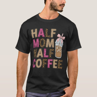T-shirt Half Mom Half Coffee Trendy Leopard & Pink Glitter