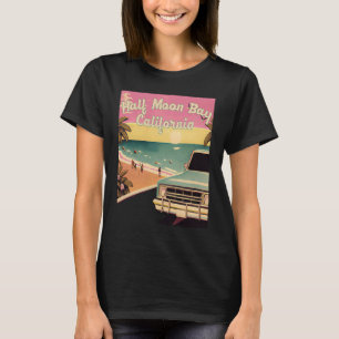T-shirt Half Moon Bay Retro Beach Vacances Souvenir Califo