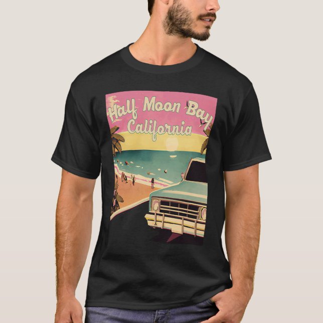 T-shirt Half Moon Bay Retro Beach Vacation Souvenir Califo (Devant)