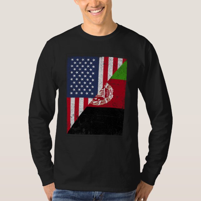 T-shirt Half USA Flag Half Afghanistan Flag American Afgha (Devant)