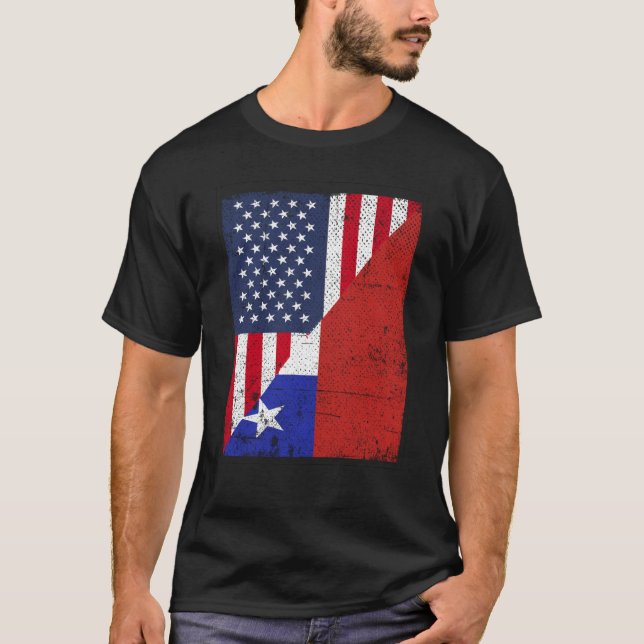 T-shirt Half USA Flag Half Chile Flag American Chilean (Devant)