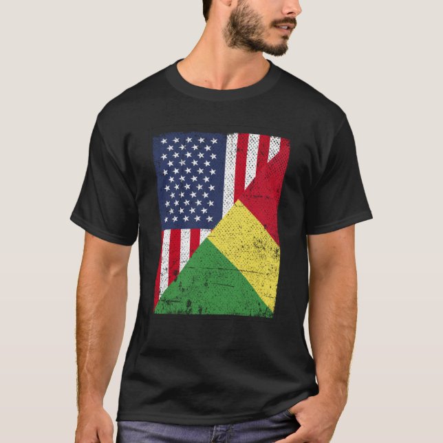 T-shirt Half USA Flag Half Congo Flag American Congolese (Devant)