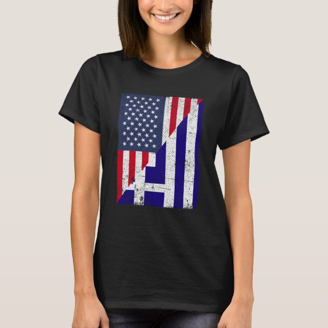 T-shirt Half USA Flag Half Greece Flag American Greek (Devant)