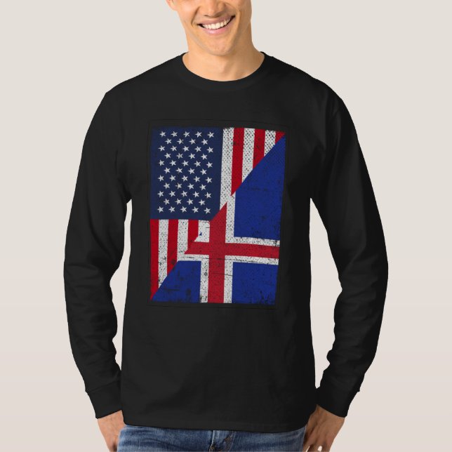 T-shirt Half USA Flag Half Iceland Flag American Icelandic (Devant)
