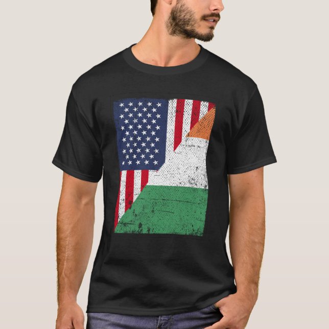 T-shirt Half USA Flag Half Irland Flag American Irish (Devant)