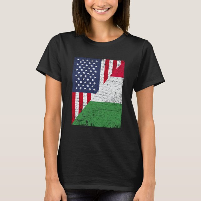 T-shirt Half USA Flag Half Italy Flag American Italian (Devant)