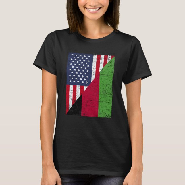 T-shirt Half USA Flag Half Malawi Flag American Malawian (Devant)