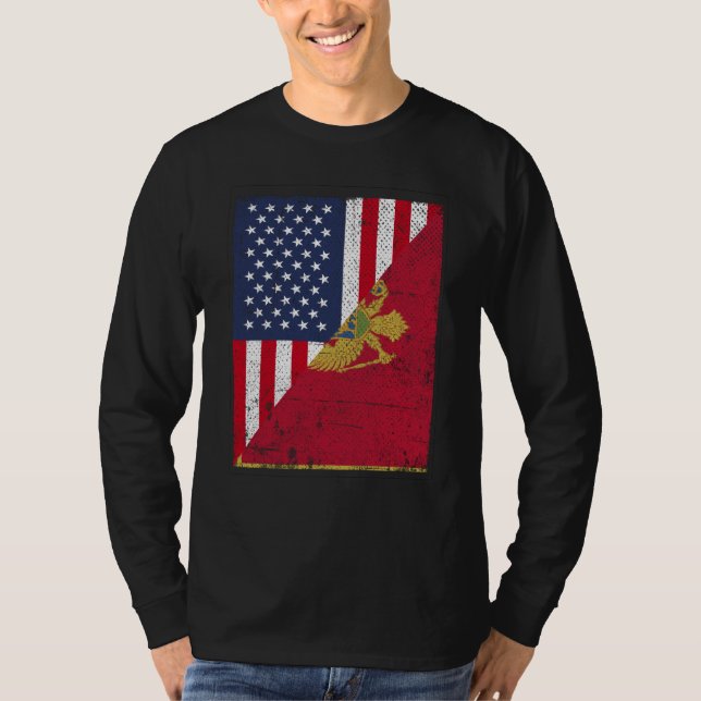 T-shirt Half USA Flag Half Montenegro Flag American Monten (Devant)