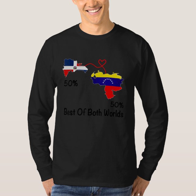 T-shirt Half venezuela Half Dominican Flag Map Love venezu (Devant)