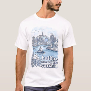 T-shirt Halifax Canada Simple Blue Skyline Cute Paysage Ur