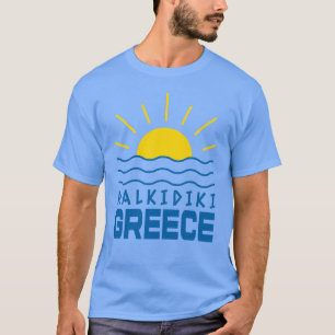 T-shirt Halkidiki Grèce soleil et bleu marine