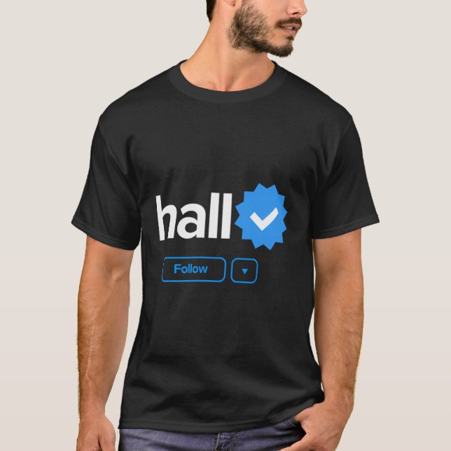 T-shirt Hall Prénom Compte vérifié Nom du média social (Devant)