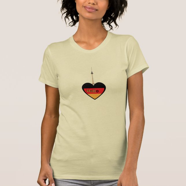 T-shirt "Hallo" allemand Pendentif de coeur avec t (Devant)