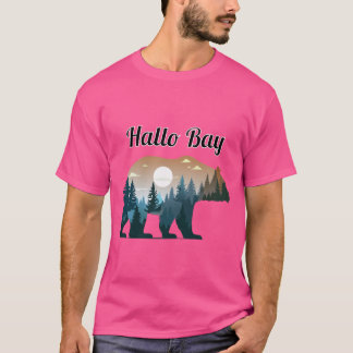 T-shirt Hallo Bay Bear Silhouette with Forest Landscape in