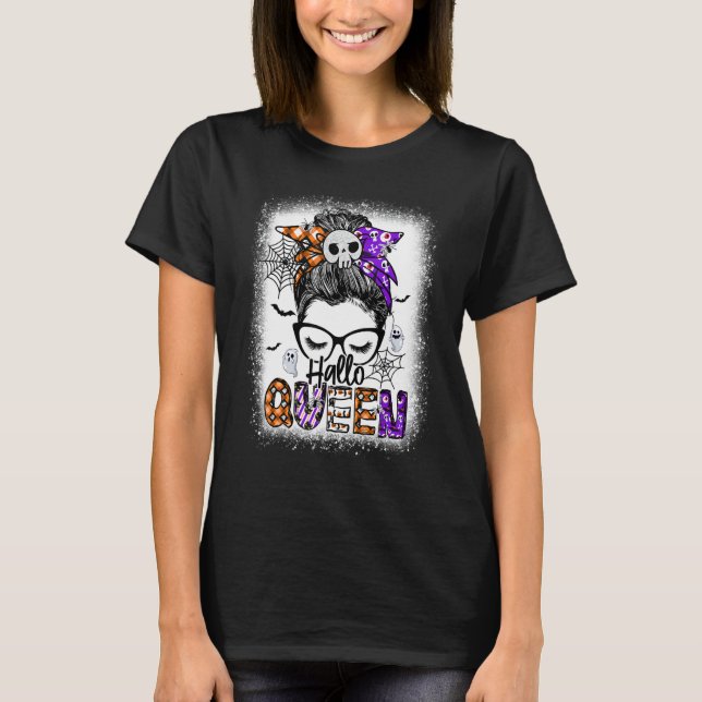 T-shirt Hallo Queen Messy Bun Witch Costume d'Halloween (Devant)