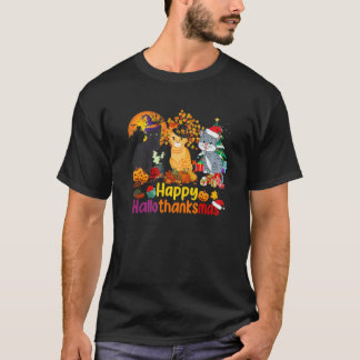T-shirt Hallothanksmas Amoureux des chats Halloween Thanks