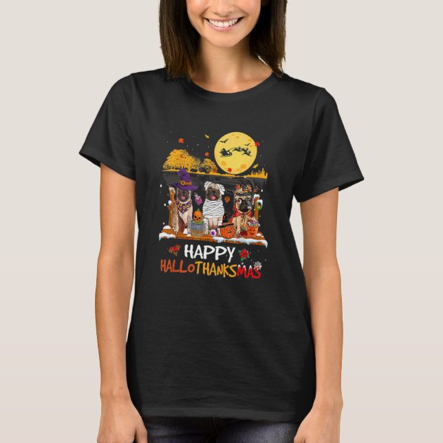T-shirt Hallothanksmas carlin Halloween Thanksgiving (Devant)
