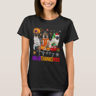 T-shirt Hallothanksmas Chat Siamese Halloween Thanksgiving