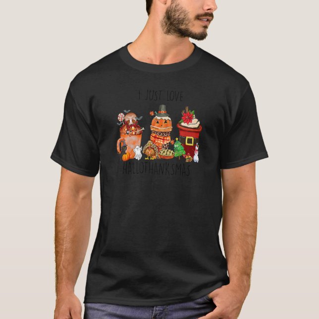 T-shirt Hallothanksmas Costume café araignées Fantômes pom (Devant)