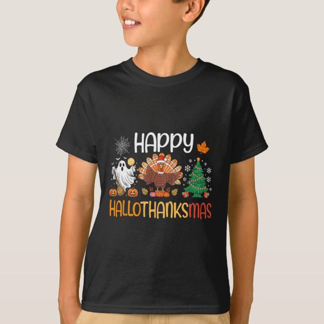 T-shirt Hallothanksmas Drôle Halloween Thanksgiving Christ (Devant)
