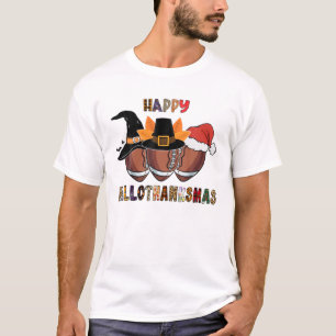 T-shirt Hallothanksmas Football Halloween Thanksgiving Chr