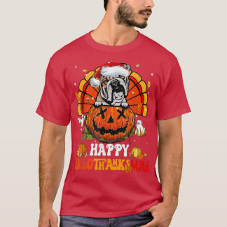 T-shirt Hallothanksmas Halloween Tha anglais Bulldog