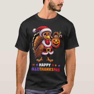 T-shirt Hallothanksmas Halloween Thanksgiving Noël F