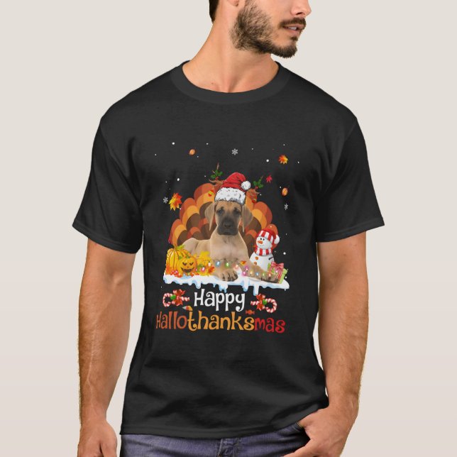 T-shirt Hallothanksmas Halloween Thanksgiving Noël Gr (Devant)