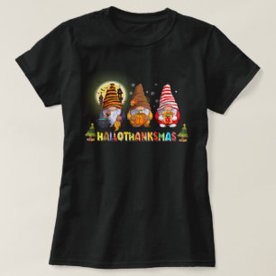 T-shirt Hallothanksmas mignons Gnomes Automne Halloween