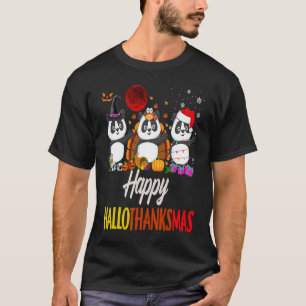 T-shirt Hallothanksmas Père Noël Panda Halloween Thanksg