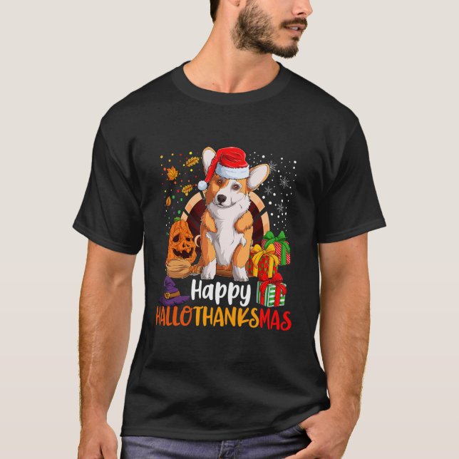 T-shirt Hallothanksmas Welsh Corgi Lover Halloween C (Devant)