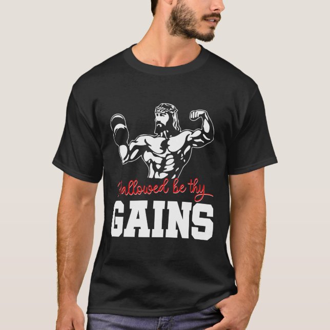 T-shirt Hallow Be Thains Gains Jesus Entraînement (Devant)