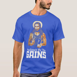 T-shirt Hallowed Behy Gains Drôle Muscle Jésus Haltérophil