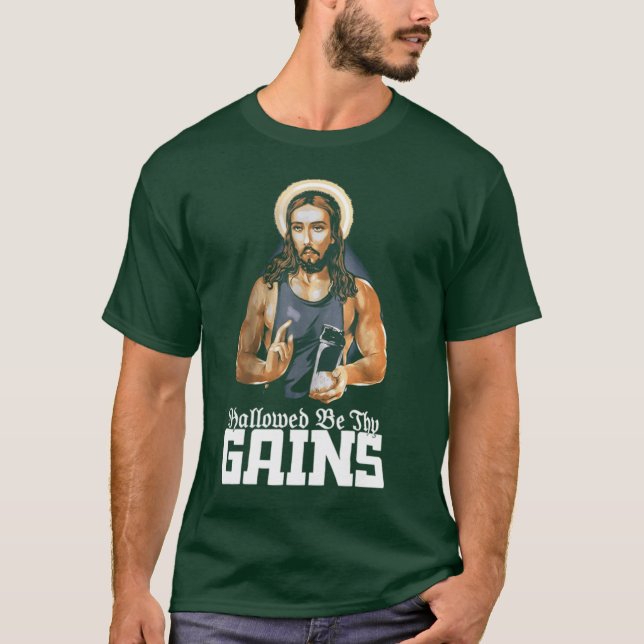 T-shirt Hallowed Behy Gains Muscle Jesus Weight Lifting Wo (Devant)