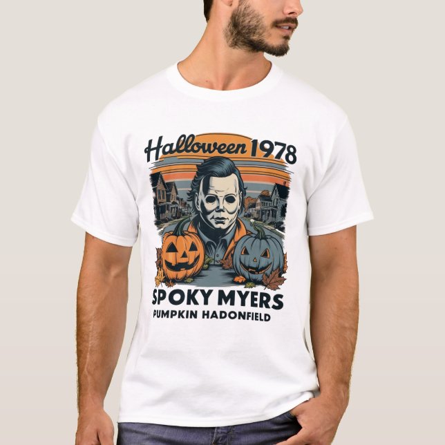 T-shirt Halloween 1978 Holiday Spooky Myers Pumpkin Haddon (Devant)