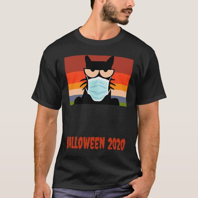 T-shirt Halloween 2020, Chat Noir avec Masque (Devant)