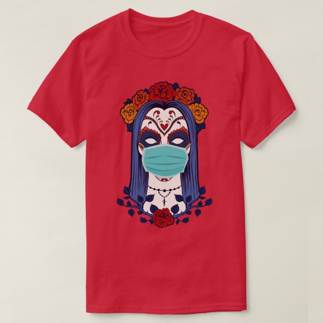 T-shirt Halloween 2020 Drôle sorcière avec masque (Design devant)