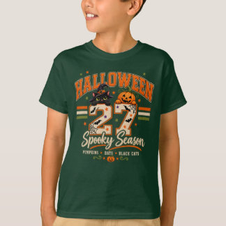 T-shirt Halloween 27 Saison Effrayante Varsity Chat Noir