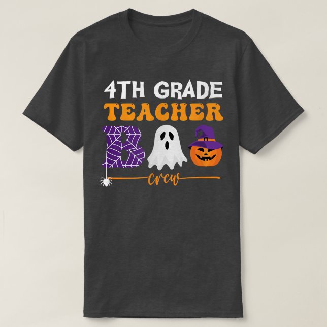 T-shirt Halloween 4e année enseignant Boo Crew Cobweb Pump (Design devant)