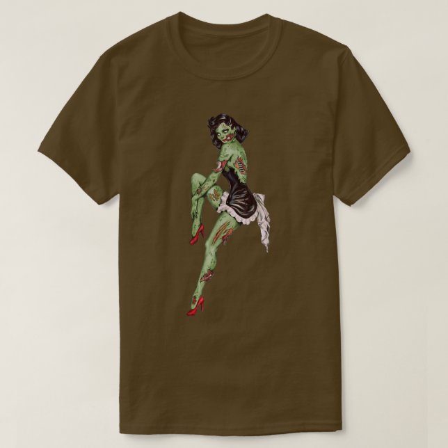 T-shirt Halloween 6941 de la fille Zombie Pin Up (Design devant)