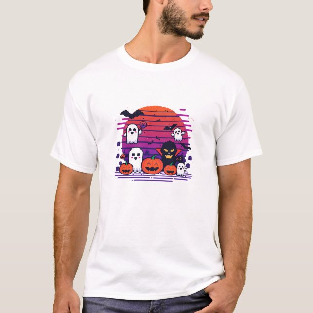 T-shirt Halloween 8 bits – Pixel Hanté (Devant)