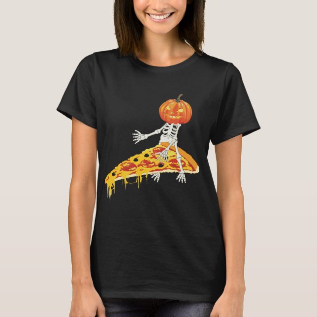 T-shirt Halloween à la pizza Citrouille (Devant)