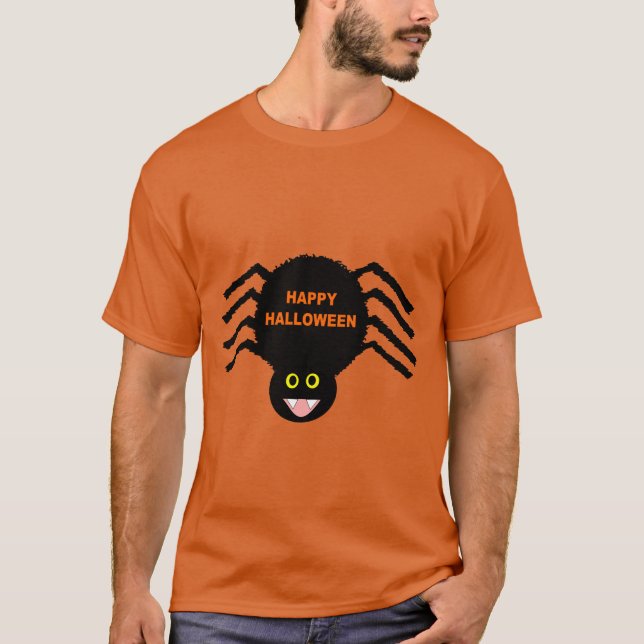 T-shirt Halloween à l'araignée noire (Devant)